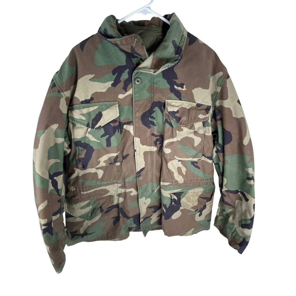 Vintage American Apparel M-65 Field Jacket Mens Large Woodland Camo Liner 90s